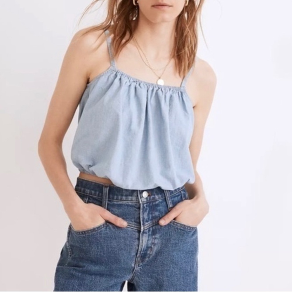 Madewell Chambray Meriden Crop Top In Vineshire Wash XL NWT